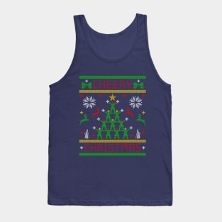 Cheerleader Cheering Ugly Christmas Sweater Design Tank Top